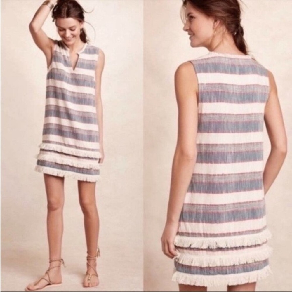 Anthropologie Holding Horses Sleeveless Stripe Fringe Shift Dress (2)